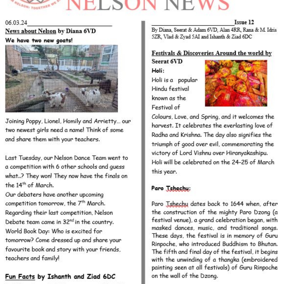 Nelson Junior and Infant School - 12th Issue: 6th March 2024